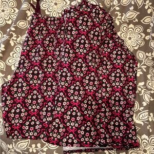 Lands' End Pink and Brown Floral Pajamas. 2 Piece Set. Large Petite